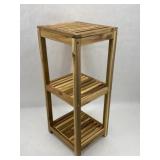Three-Tier Slatted Wooden Storage Shelf Unit