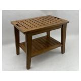 Teak Shower Bench with Storage Shelf & Handles