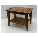 Teak Shower Bench with Storage Shelf & Handles