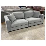 Contemporary Two-Piece Modular Sofa in Gray Velvet