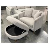 Oversized Modern Barrel Chair with Ottoman