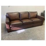 Contemporary Brown Leather Three-Seat Sofa