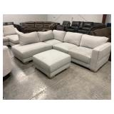 Modern 3-Piece Linen Sectional with Ottoman