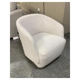 Contemporary Swivel Barrel Chair in Ivory Boucle
