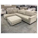 Modern Sectional Sofa with Ottoman in Light Beige
