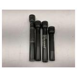 Lot of Four Black Maglite Flashlights