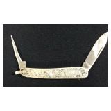 Silver engraved pocket knife