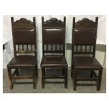 3 Hand carved antique Bull Chairs