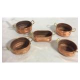 Lo5 of 5 hand pounded Turkish copper pots