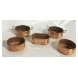 Lot of 5 hand pounded copper pots