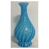 Blue swirl glass vase
