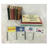 Vintage books & military stick flags