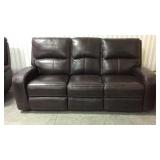Leather dual power recline leather sofa