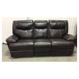 Leather dual power recline sofa