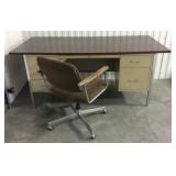 Industrial metal desk & chair