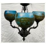 3 Arm Chandelier With Signed Galle