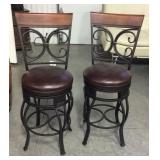 Metal Swivel barstool w/ padded leather seat