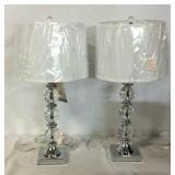 2 crystal & chrome table lamps