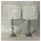 2 crystal & chrome table lamps