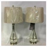 2 Burnished Steel Table Lamps