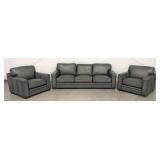 Top Grain Leather Sofa & 2 Arm Chairs