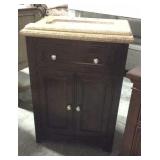 Granite top wood vanity w/ porcelain sink