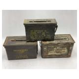 Three Military Ammunition Cans