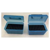 Two Blue Ammunition Reloading Storage Boxes