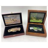 Collectible Pocket Knives with Wildlife Scene Display Cases