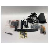 Variety of Tactical Gear: Face Mask, Flashlights, Knife, and More