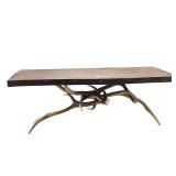 Genuine Elk Antler Coffee Table Reclaimed Wood Top