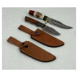 Handmade Damascus Steel Knife Set with Sheaths