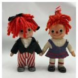 Pair of Royalty IND of Fla Inc. Raggedy Ann and Andy Dolls 1974