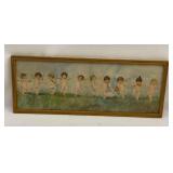 Framed Cherub Print - 32x12