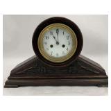 Waterbury Clock Co. Wood Mantle Clock with Key & Pendulum