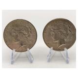 Two 1925 & 1925-S US Peace Silver Dollars