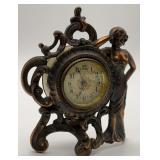 Antique Figural Desk Clock w/Nude Lady