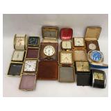 Lot of Assorted Travel Alarm Clocks - Untested