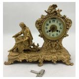 Antique French Rococo Figural Mantel Clock