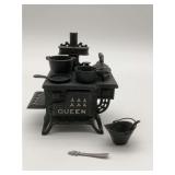 Miniature Queen Cast Iron Stove with Accessories