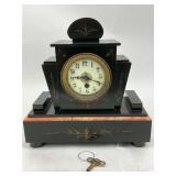 Antique Black Slate Mantel Clock