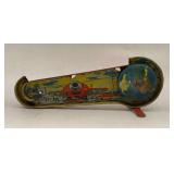 Vintage Tin Litho Wind-Up Toy - Airplane and Globe