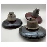 Lot of 3 Porcelain and Metal Electrical Insulators