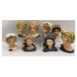 Group of Lady Head Vases Including Relpo