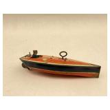 Vintage Wind-Up Tin Litho Boat Toy