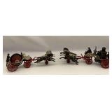 Cast Iron Horse Drawn Fire Pumper and Hose Wagon