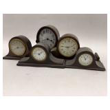 Group of Five Wood Mantle Clocks
