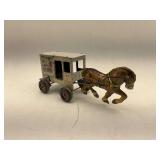 MAR Toyland's Milk & Cream Farm Products Tin Horse Drawn Wagon