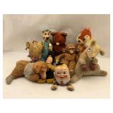 Collection of Vintage Plush Stuffed Animals and Dolls