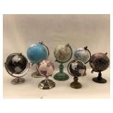 Collection of Decorative Desktop World Globes - Set of